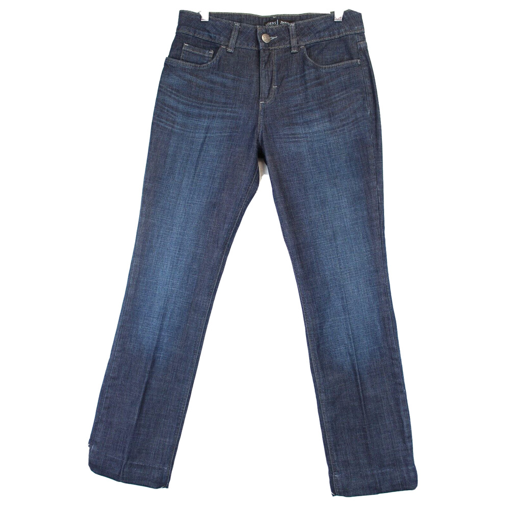 Riders By Lee Jeans Women 6 Medium Mid Rise Straight Leg Blue Flat Front Hemmed